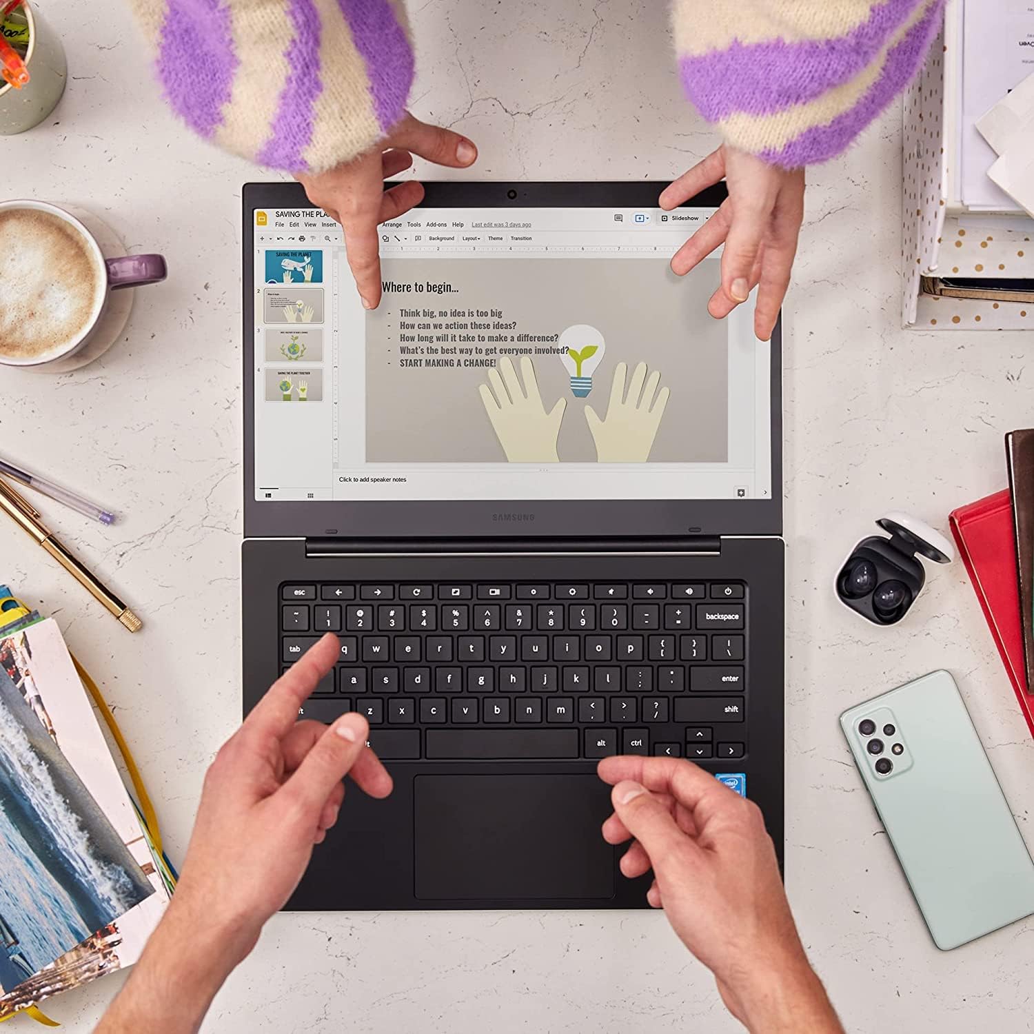 Samsung Galaxy Chromebook Go XE340XDA – Intel Celeron N4500, 4GB RAM, 64GB eMMC, 14" ChromeOS Laptop – Silver